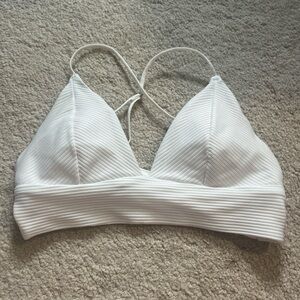 White Ribbed Bikini Top